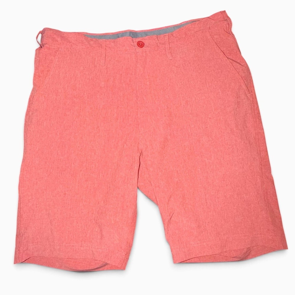 Mountain and Isles Mens Coral Pink Heathered Hybrid Shorts Size 34 Quick Dry